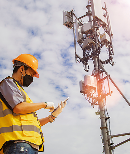 Technicians calibrating equipment